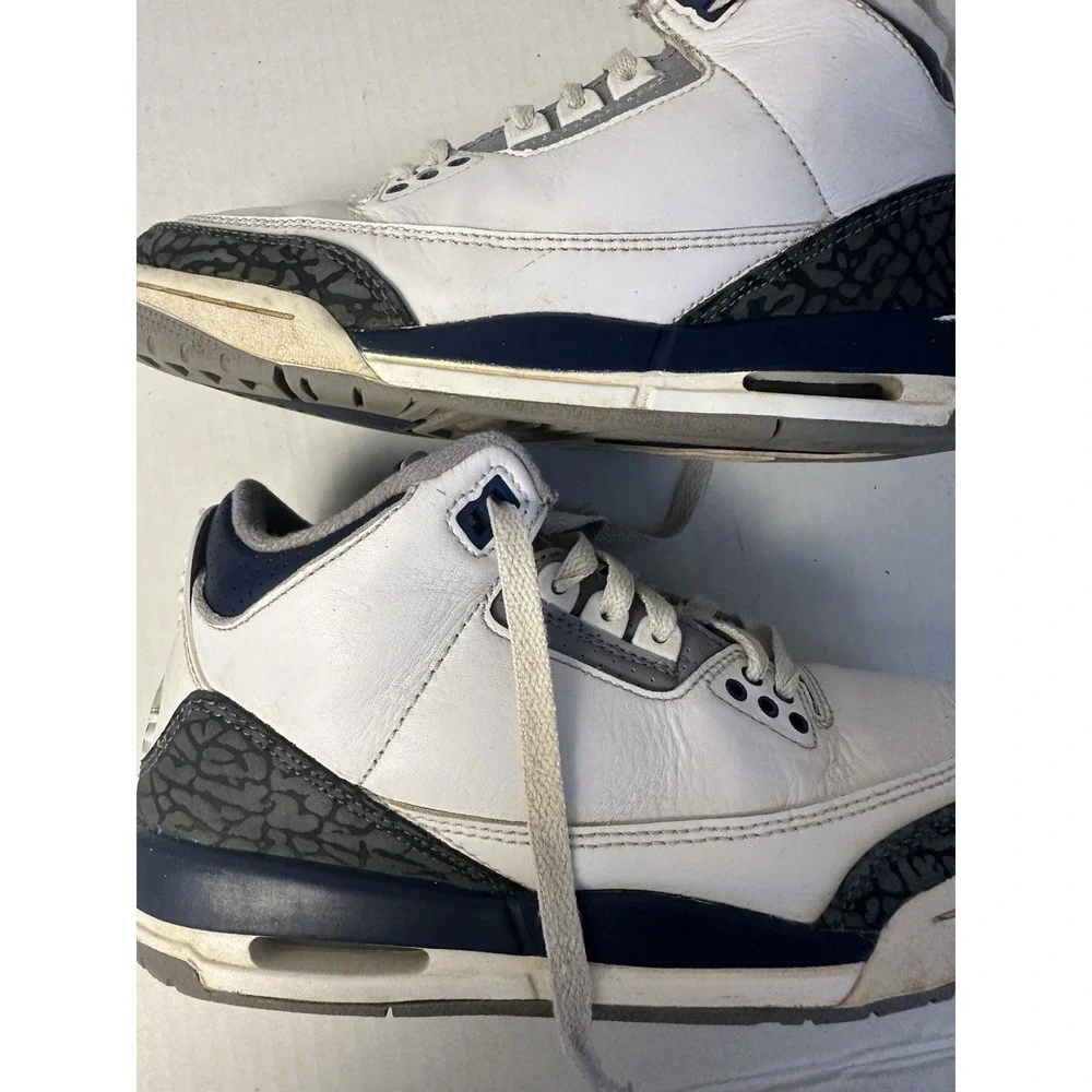 Nike Air Jordan 3 Retro GS Midnight Navy White Cement Size 4.5Y Sneakers Shoes